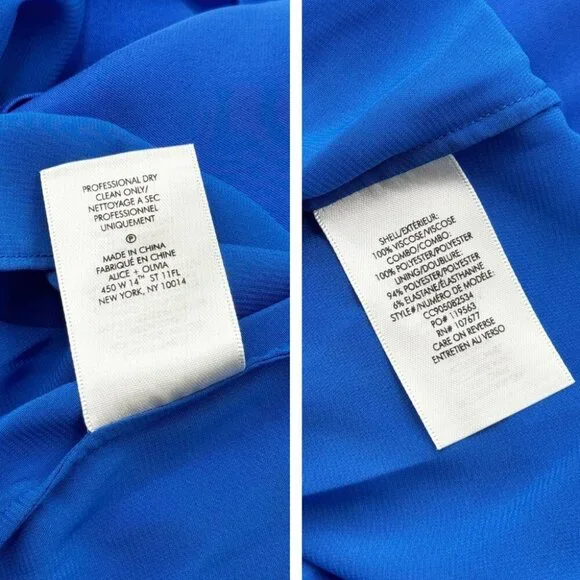 🆕 ALICE + OLIVIA 🧿 NWT Alita Spaghetti Strap Drape Asymmetrical Dress Blue Sz4 - Picture 16 of 16